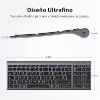 iClever Bluetooth Keyboard BK10, bezdrátová QWERTY klávesnice Španělská dobíjecí klávesnice pro více zařízení Ergonomický design